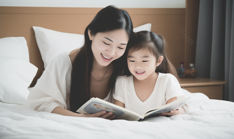 长发美女居家辅导孩子学习的场景,高清,摄影图,摄影图片,图片大全,摄影图免费下载